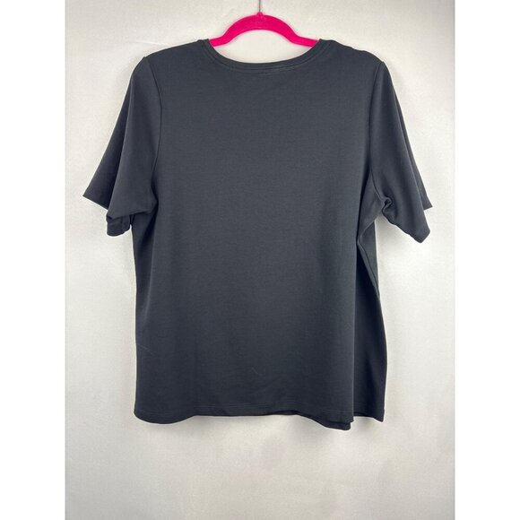 Isaac Mizrahi Live! Essentials Black Crew Neck T-Shirt 1X 100% Cotton Womens - Picture 6 of 6